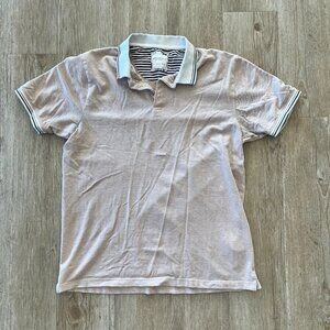 Mens Denim & Flower Beige Short Sleeve Polo - L